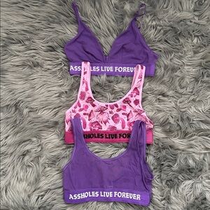 Assholes Live Forever - Rave Bra - Purple and Pink Bra Set - S